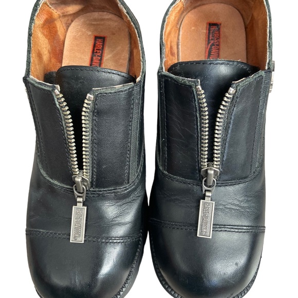 HARLEY DAVIDSON VTG 90s Y2K Chunky Heeled Black Bootie Women’s Size 5.5 - Picture 5 of 14